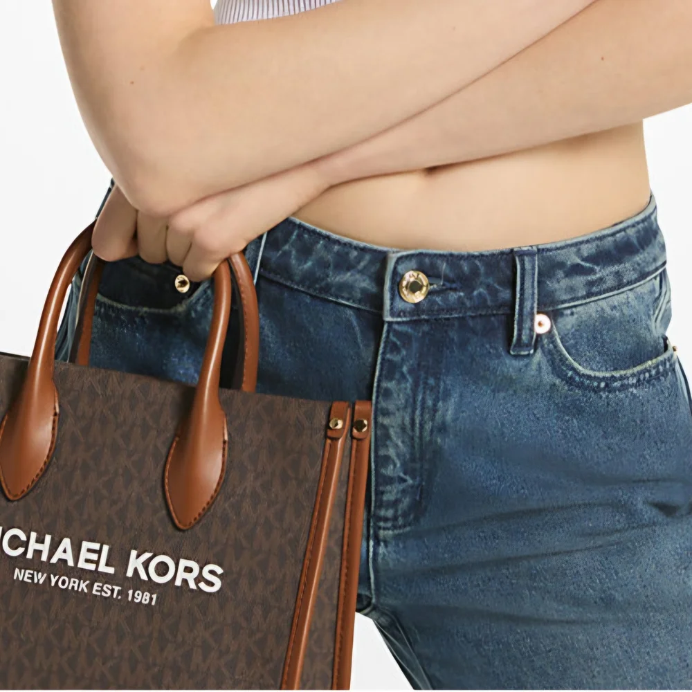 Michael Kors Mirella Sm Logo Brown Crossbody Bag New Ret $448 - Picture 4 of 11